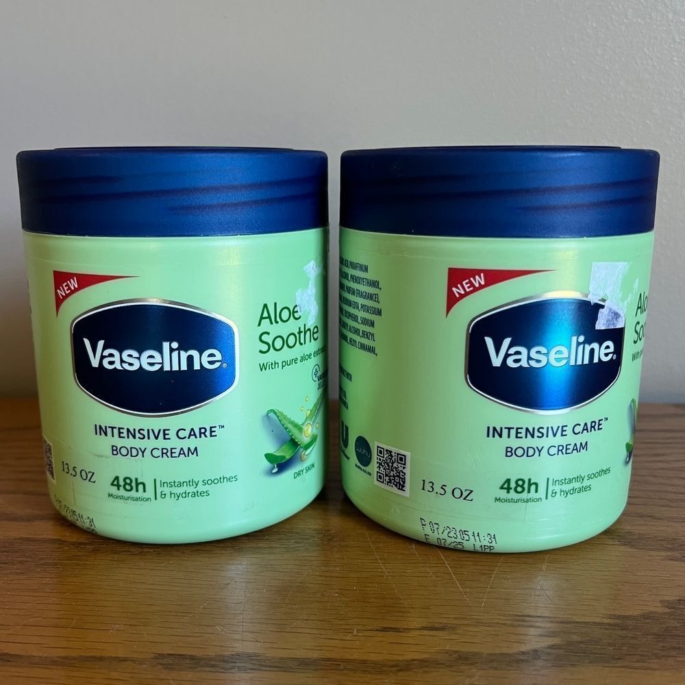 Vaseline Intensive Care Body Cream with Pure Aloe Aloe Soothe 13.5oz NEW x 2‎